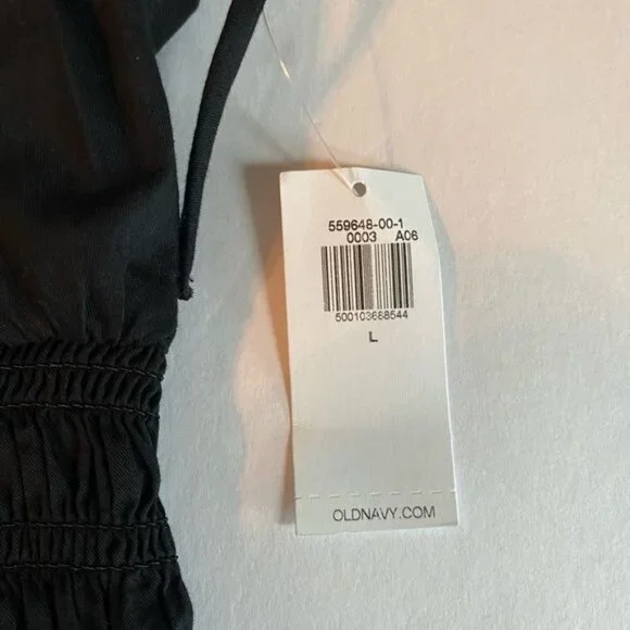 Old Navy Fit & Flare Sleeveless Tie-Shoulder Smocked Maxi Dress Size L New Black - Picture 12 of 13